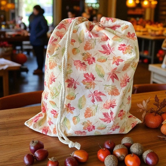 Thanksgiving Reusable Handmade Cotton Bread Bag + FREE Mason Jar Bonnet - Picture 3 of 11